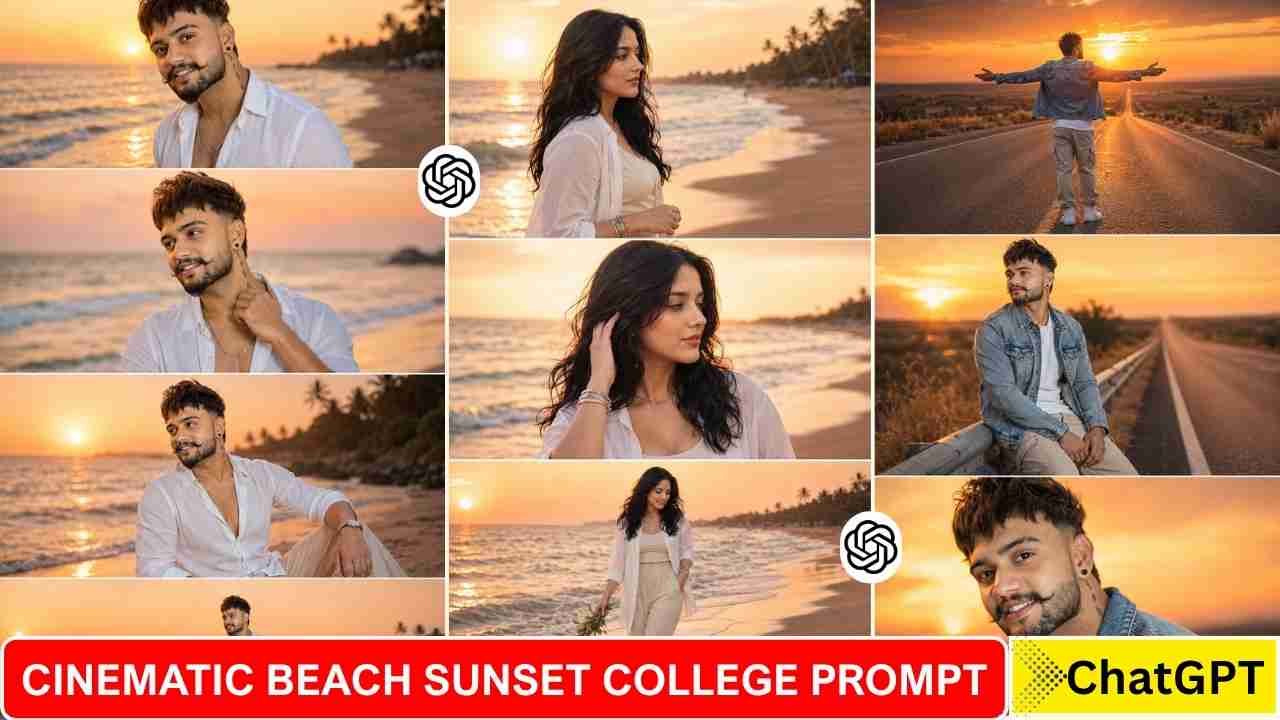 Cinematic Beach Sunset College Ai Photo Editing Prompt