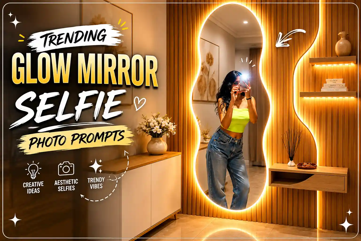 Trending Glow Mirror Selfie Photo Prompts