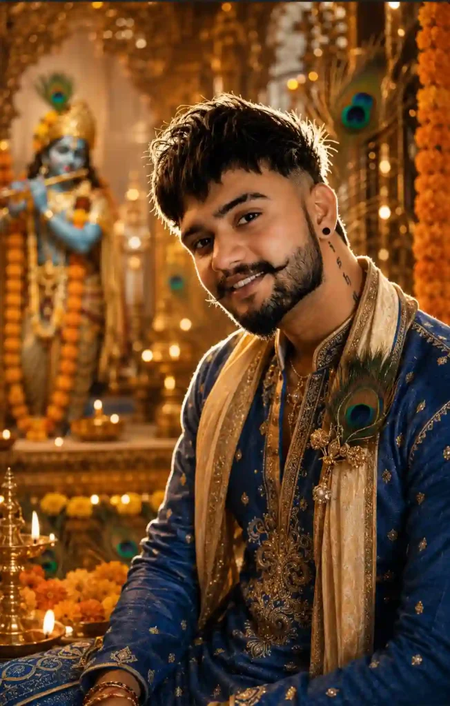 Royal Krishna Janmashtami Portrait Prompt
