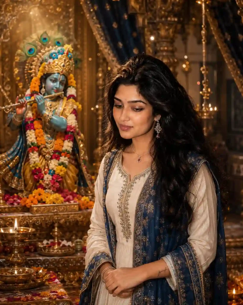 Lord Krishna Temple AI Photo Prompt