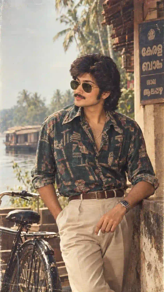 Before and after comparison of normal photo and AI-generated 1980s vintage photo