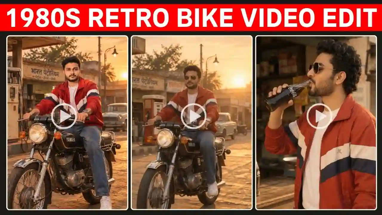 Trending 1980s retro bike video edit with vintage motorcycle