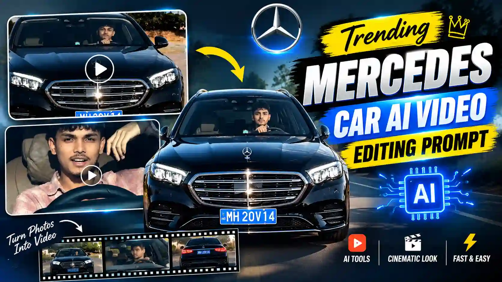 Trending Mercedes Car AI Video Editing Prompt