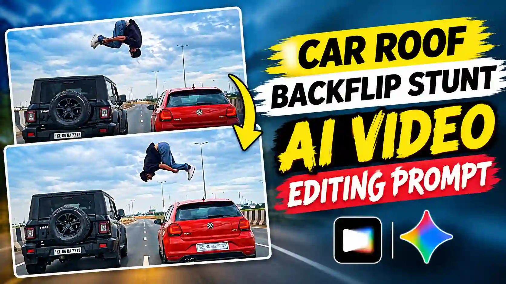 Car Roof Backflip Ai Video Editing Prompt