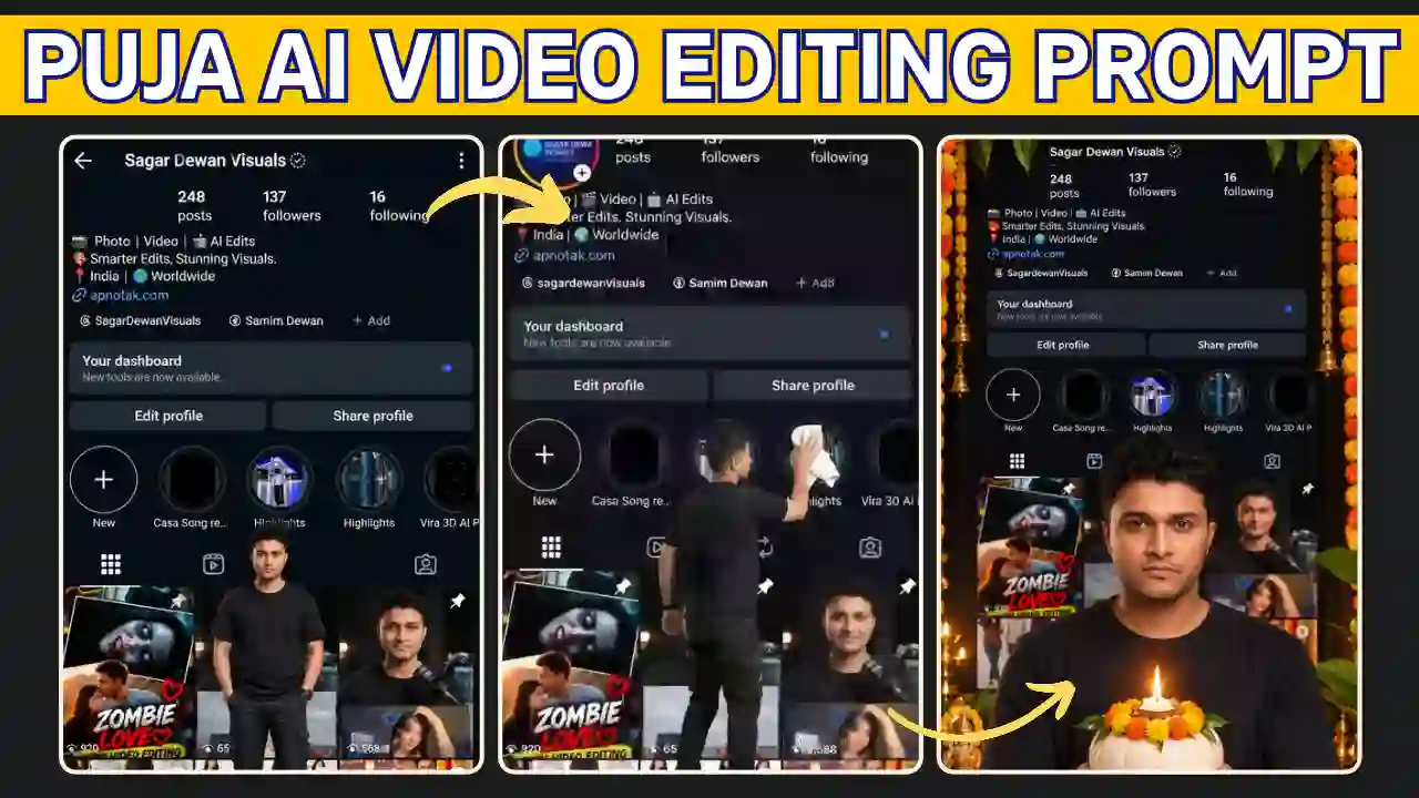 Instagram Profile Puja AI Video Editing Prompt