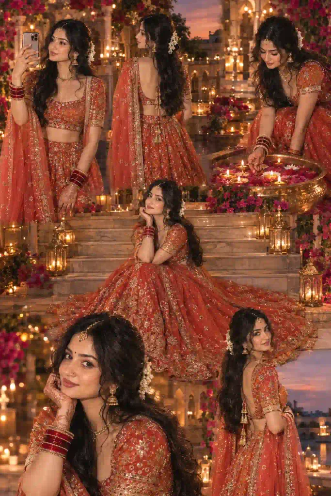 Karwa Chauth AI Photo Editing Prompts for woman multi exposer